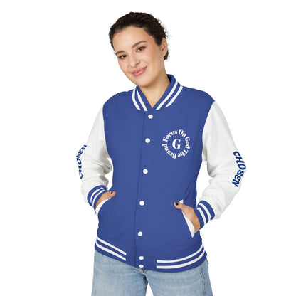 God Squad Unisex Letterman Jacket -THE FOD BRAND'S Bold Cross Design, Christian Strength & Faith Apparel