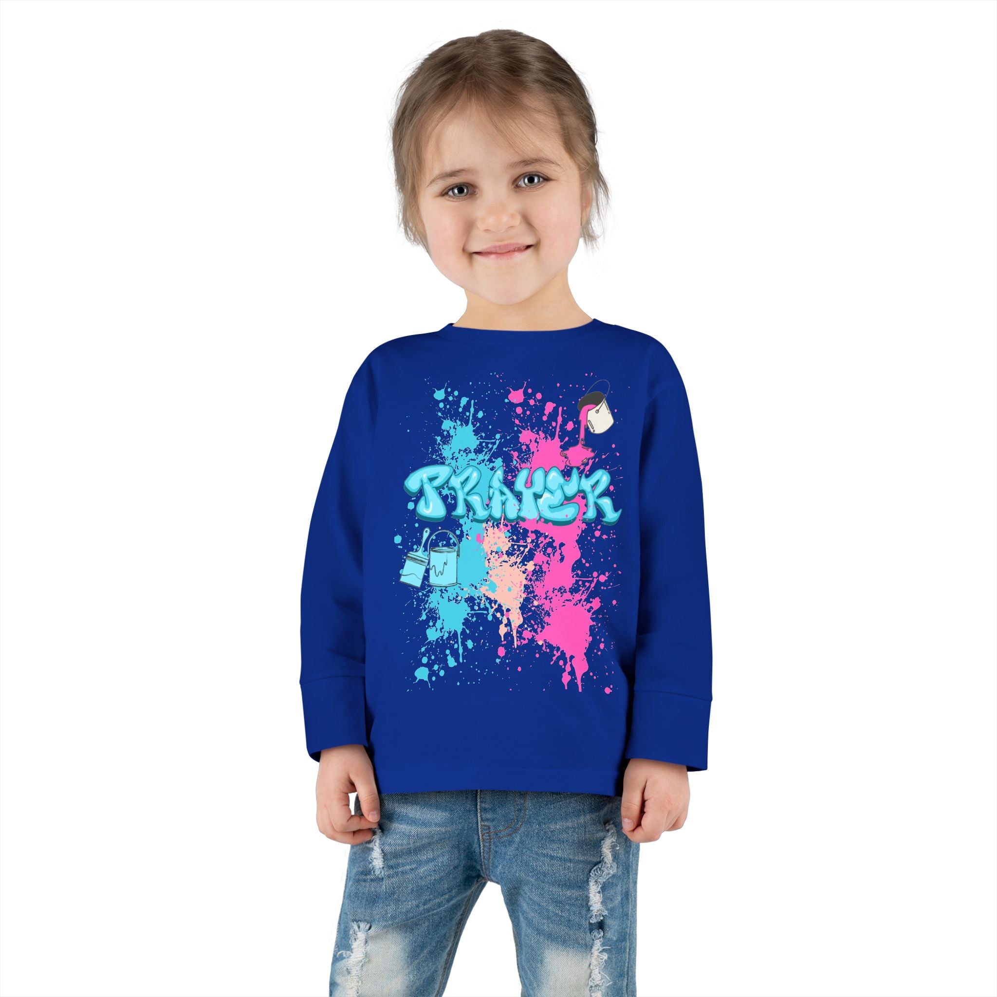 Toddler Long Sleeve Tee with Playful Spill N Splash Paint Design