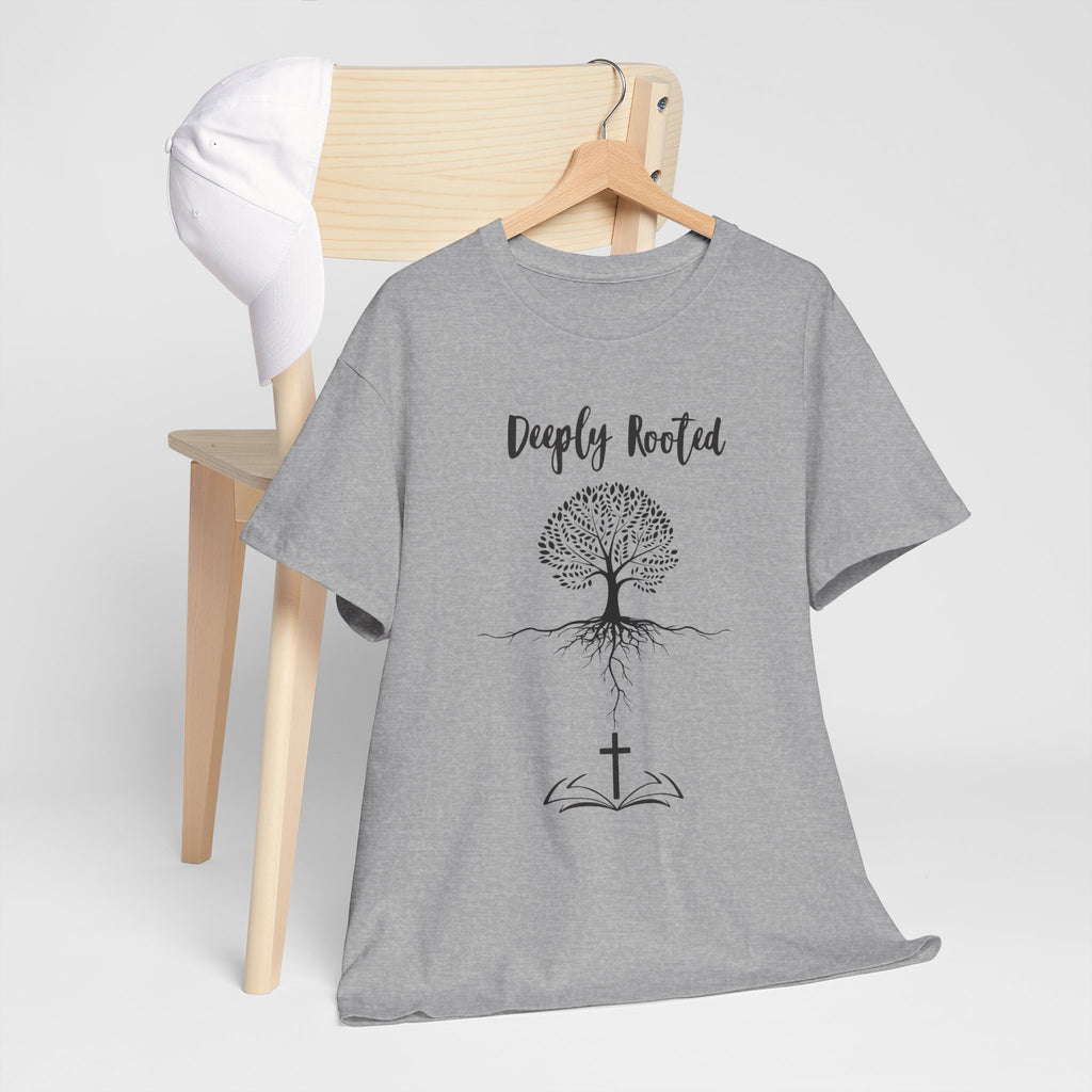 Deeply Rooted Unisex Heavy Cotton Tee - Inspirational Tree Design for Nature Lovers
