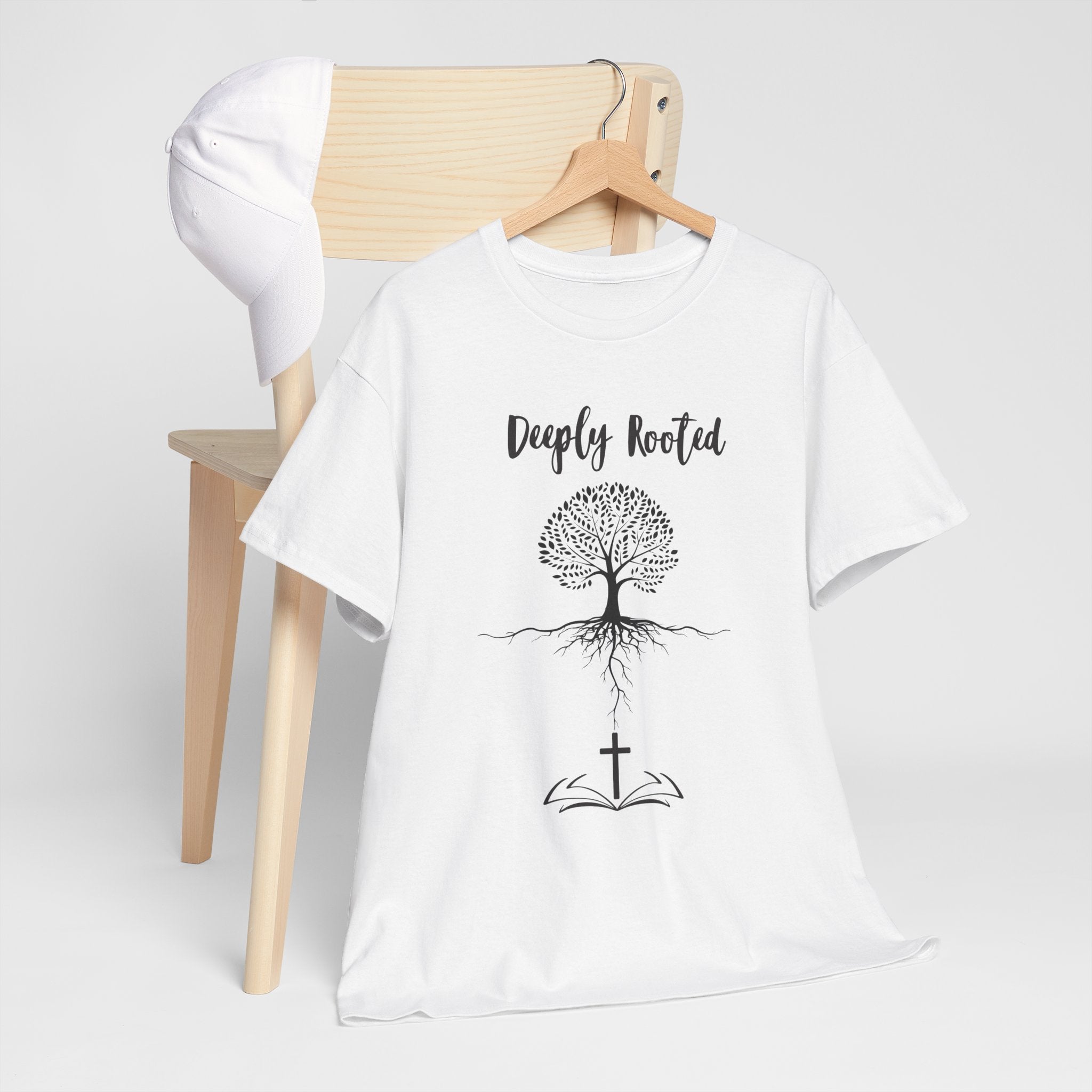 Deeply Rooted Unisex Heavy Cotton Tee - Inspirational Tree Design for Nature Lovers