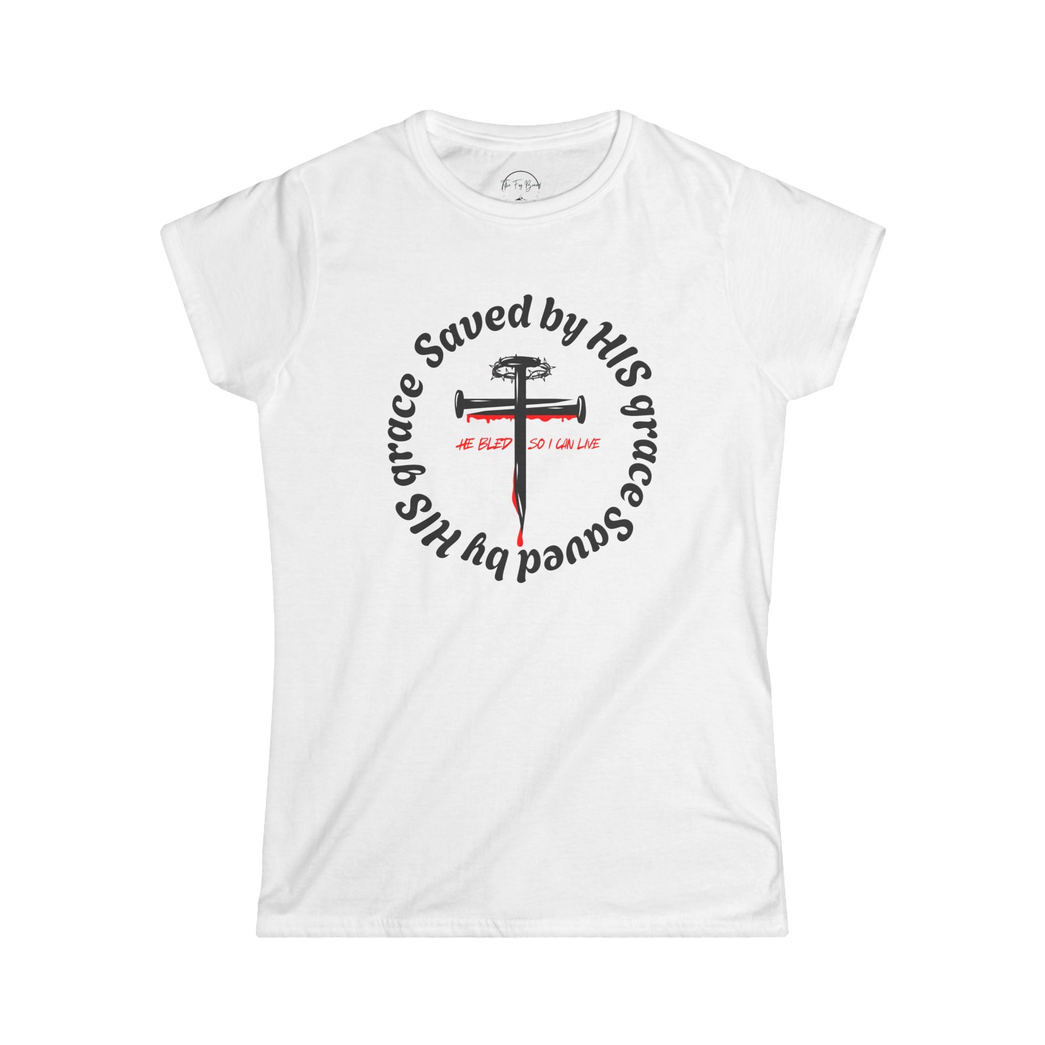Saved By HIS Grace Women's Bible Verse Tee, Softstyle T-Shirt, Faith-Based Gift, Christian Apparel, Spiritual Wear,