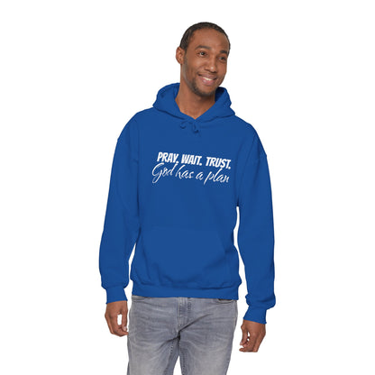 "Pray. Wait. Trust. God Has a Plan"-THE FOG BRAND Hooded Sweatshirt -