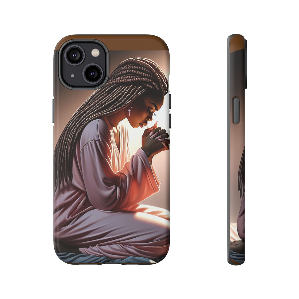 Cell phone case-Woman Praying-Spiritual Prayer Phone Case - Tough Cases with Inspirational Design