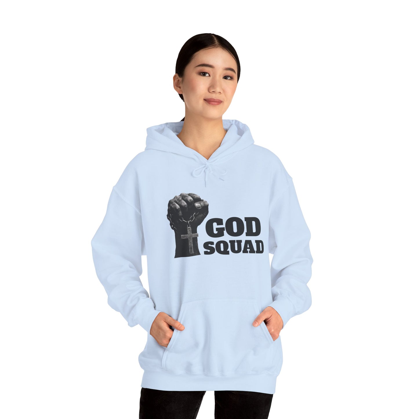 GOD SQUAD by The FOG BRAND- Unisex Hooded Sweatshirt with scripture-Spiritual Gift, Cozy Lounge Wear, Inspirational Apparel, Christian Apparel