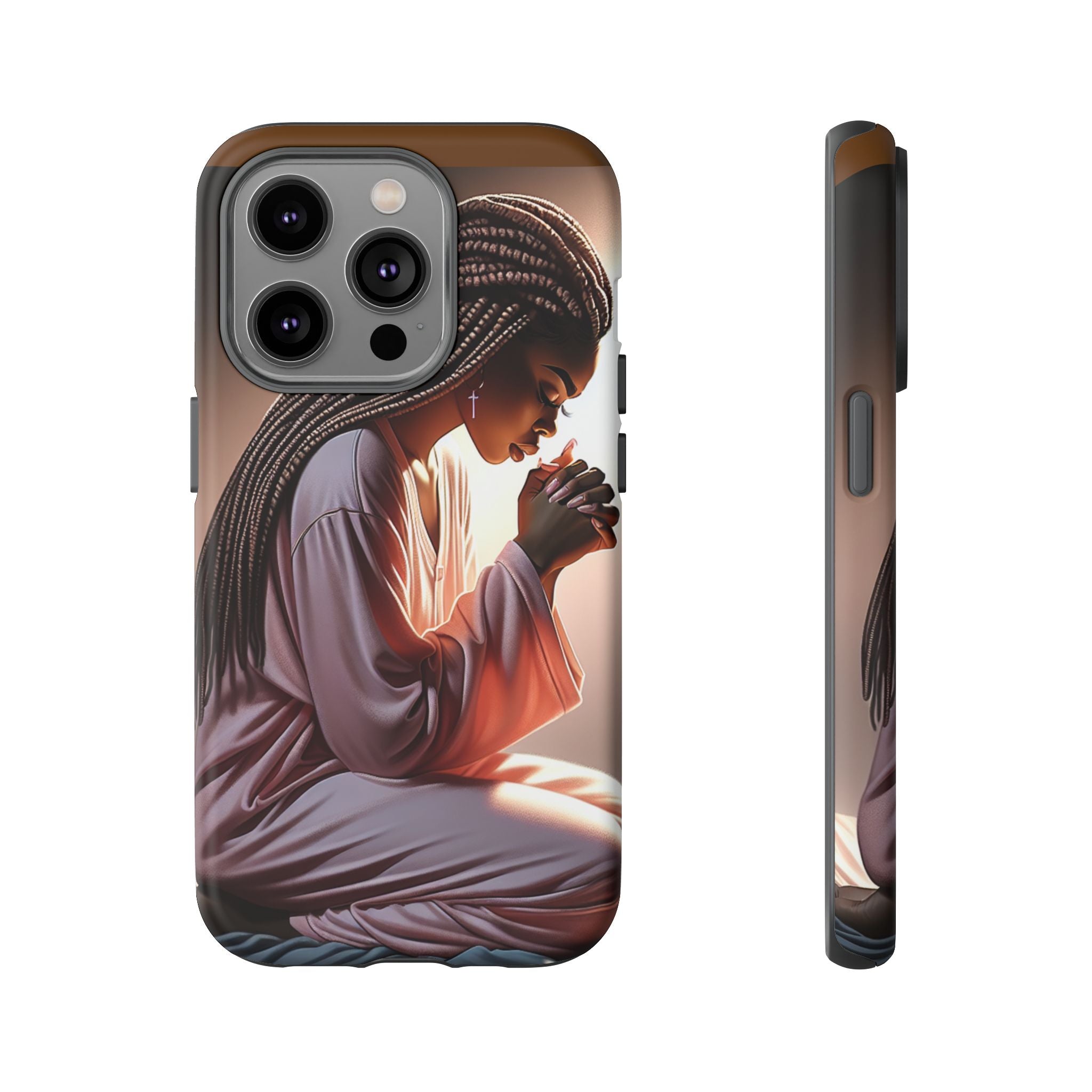 Cell phone case-Woman Praying-Spiritual Prayer Phone Case - Tough Cases with Inspirational Design