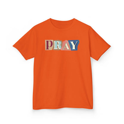Pray-kids block letters Heavy Cotton Tee - Inspirational Youth T-Shirt