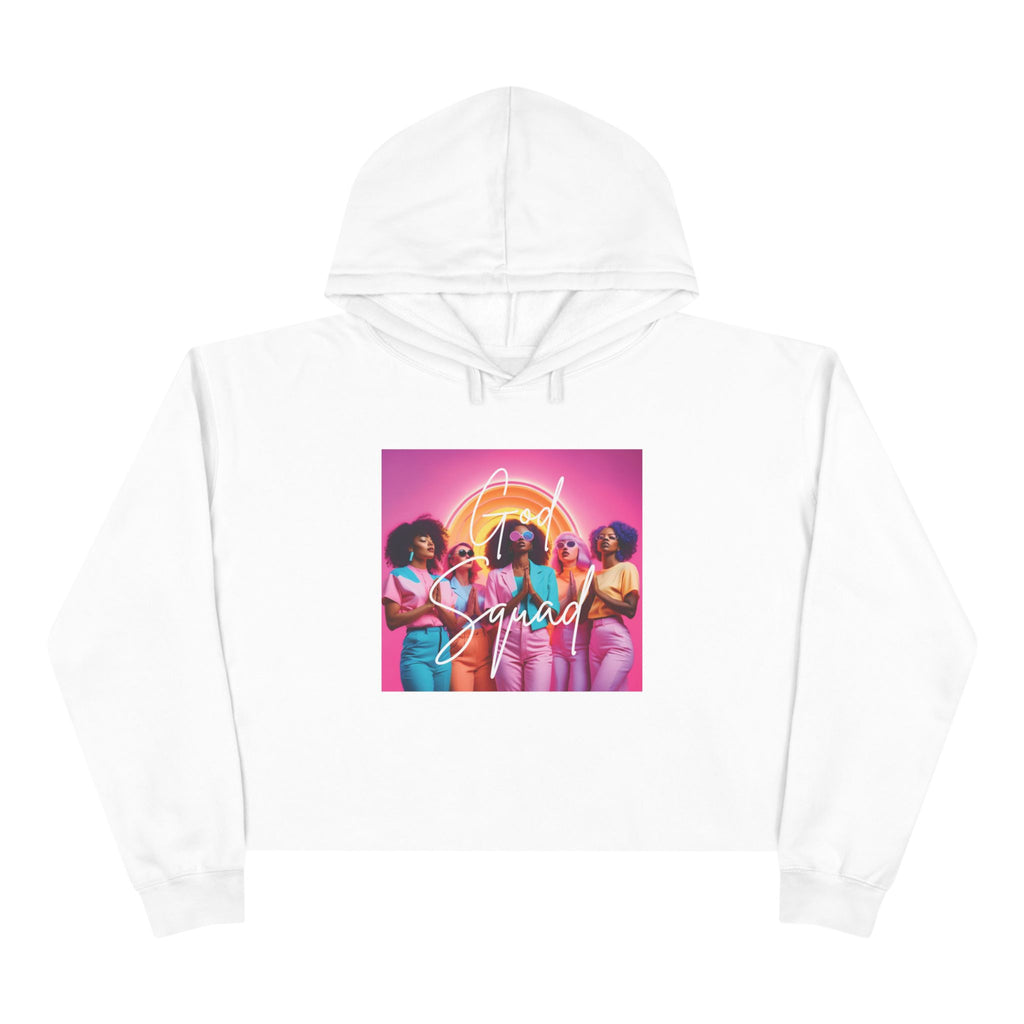 God Squad by THE FOG BRAND-Vibrant Crop Hoodie, Trendy Religious Streetwear, Christian Fashion, Pink, Gift for Her