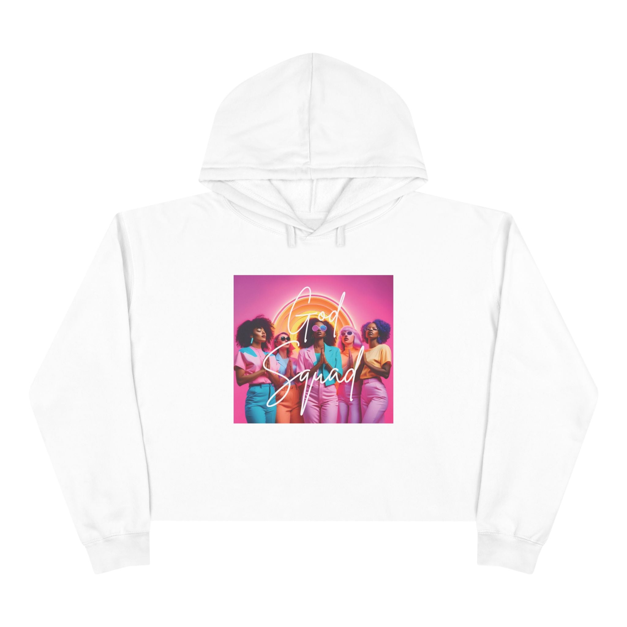 God Squad by THE FOG BRAND-Vibrant Crop Hoodie, Trendy Religious Streetwear, Christian Fashion, Pink, Gift for Her