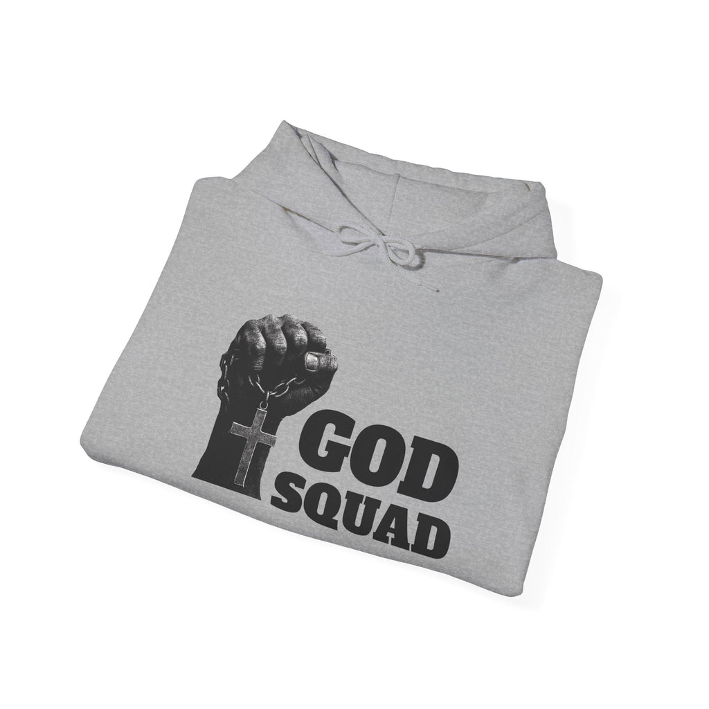 GOD SQUAD by The FOG BRAND- Unisex Hooded Sweatshirt with scripture-Spiritual Gift, Cozy Lounge Wear, Inspirational Apparel, Christian Apparel