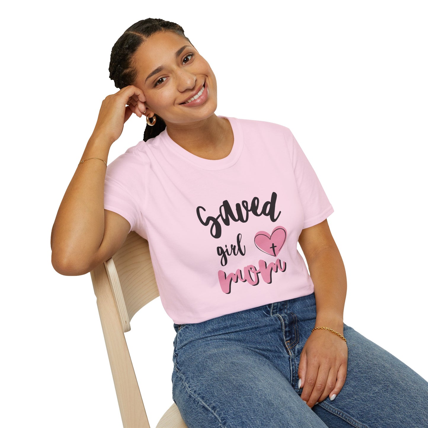 Saved Girl Mom Unisex Softstyle T-Shirt - Cute Faith-Inspired Tee for Mothers
