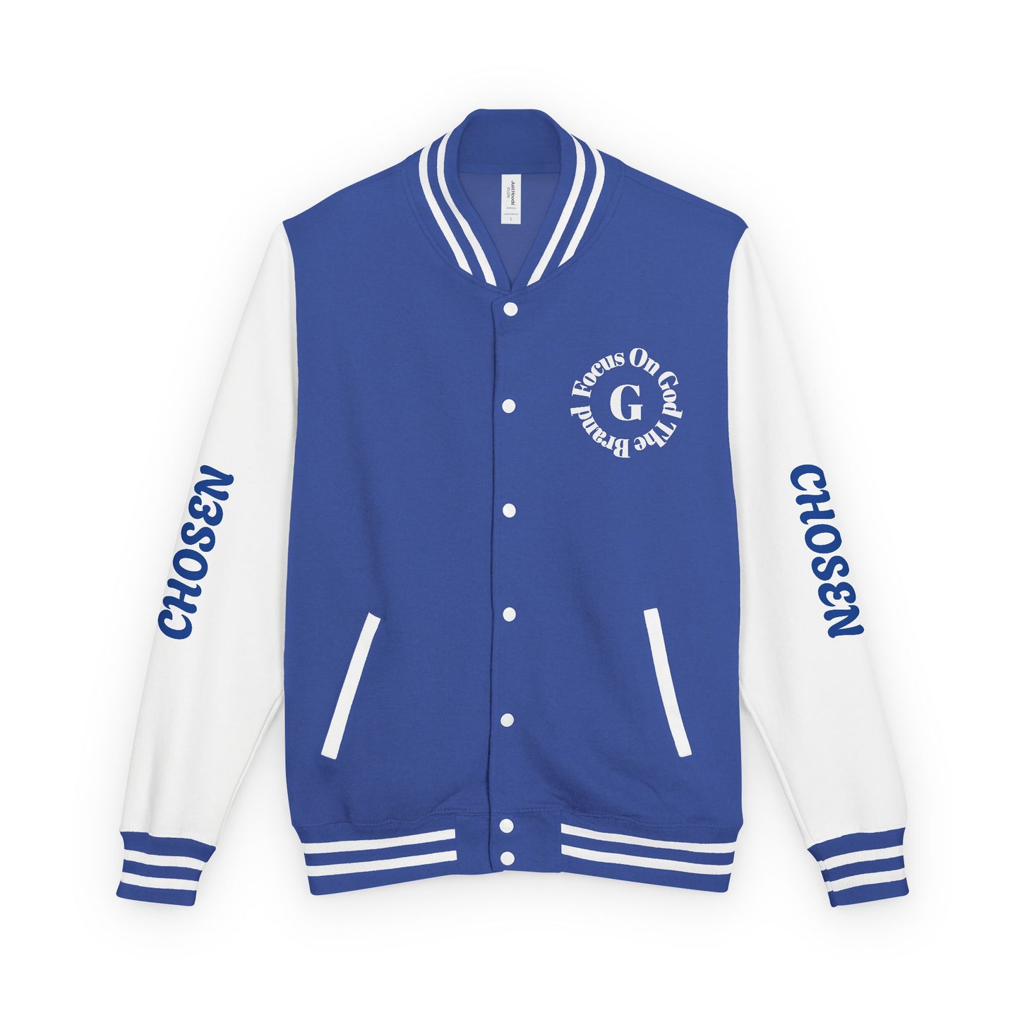 God Squad Unisex Letterman Jacket -THE FOD BRAND'S Bold Cross Design, Christian Strength & Faith Apparel