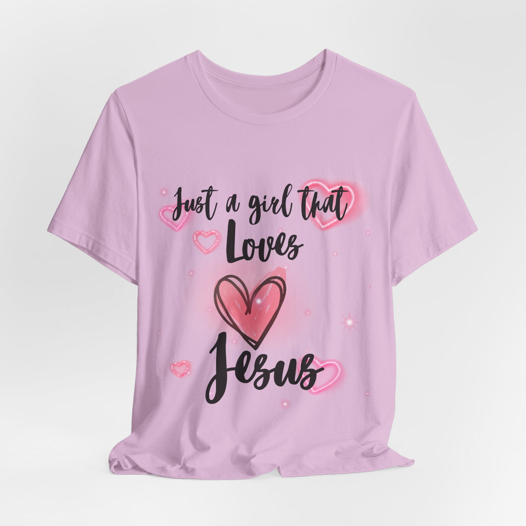 Just a Girl that Love Jesus Tee-For Young Women, Colorful, Religious and Christian t-shirt