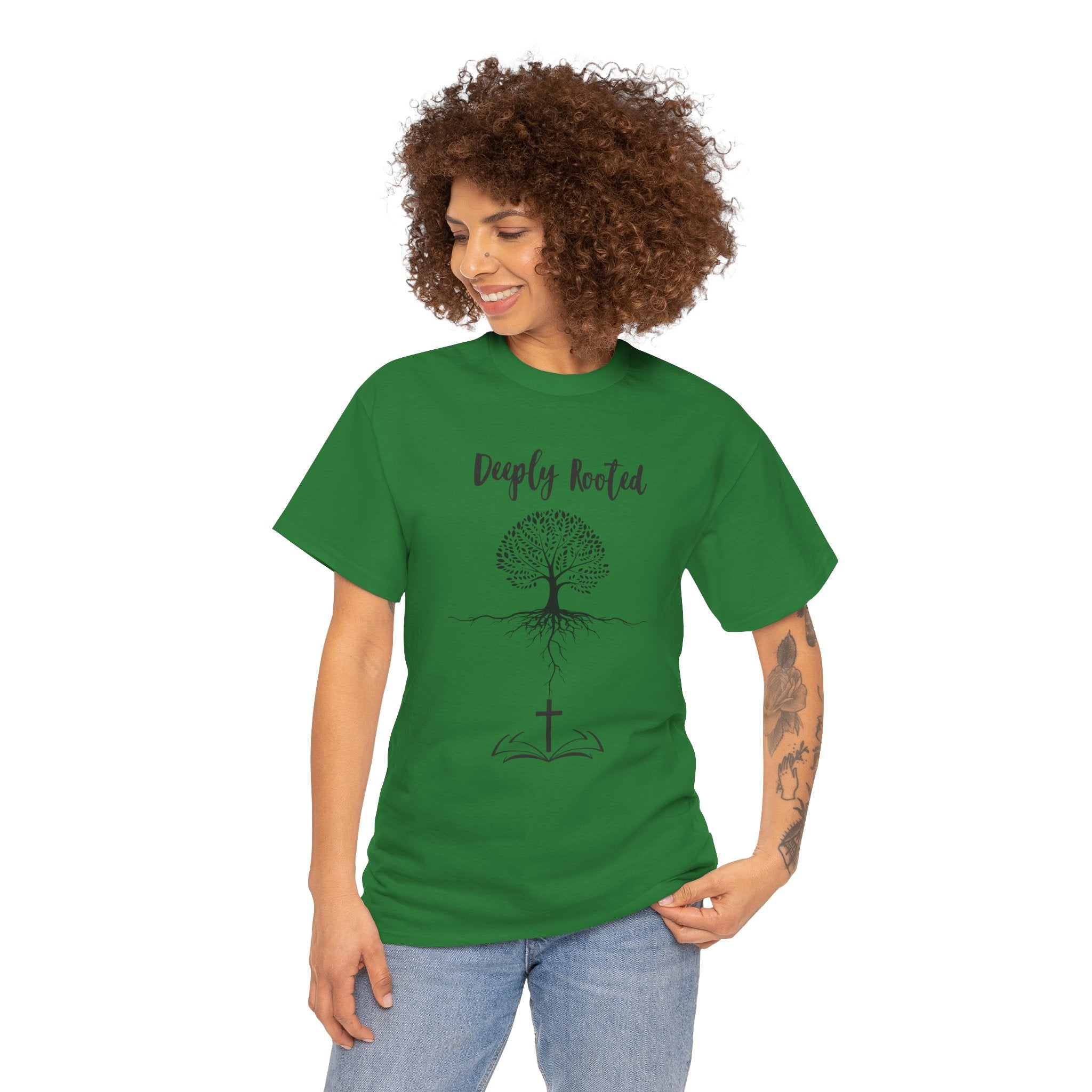 Deeply Rooted Unisex Heavy Cotton Tee - Inspirational Tree Design for Nature Lovers