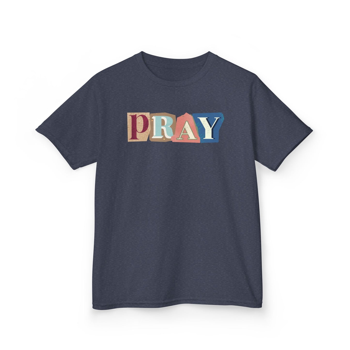 Pray-kids block letters Heavy Cotton Tee - Inspirational Youth T-Shirt