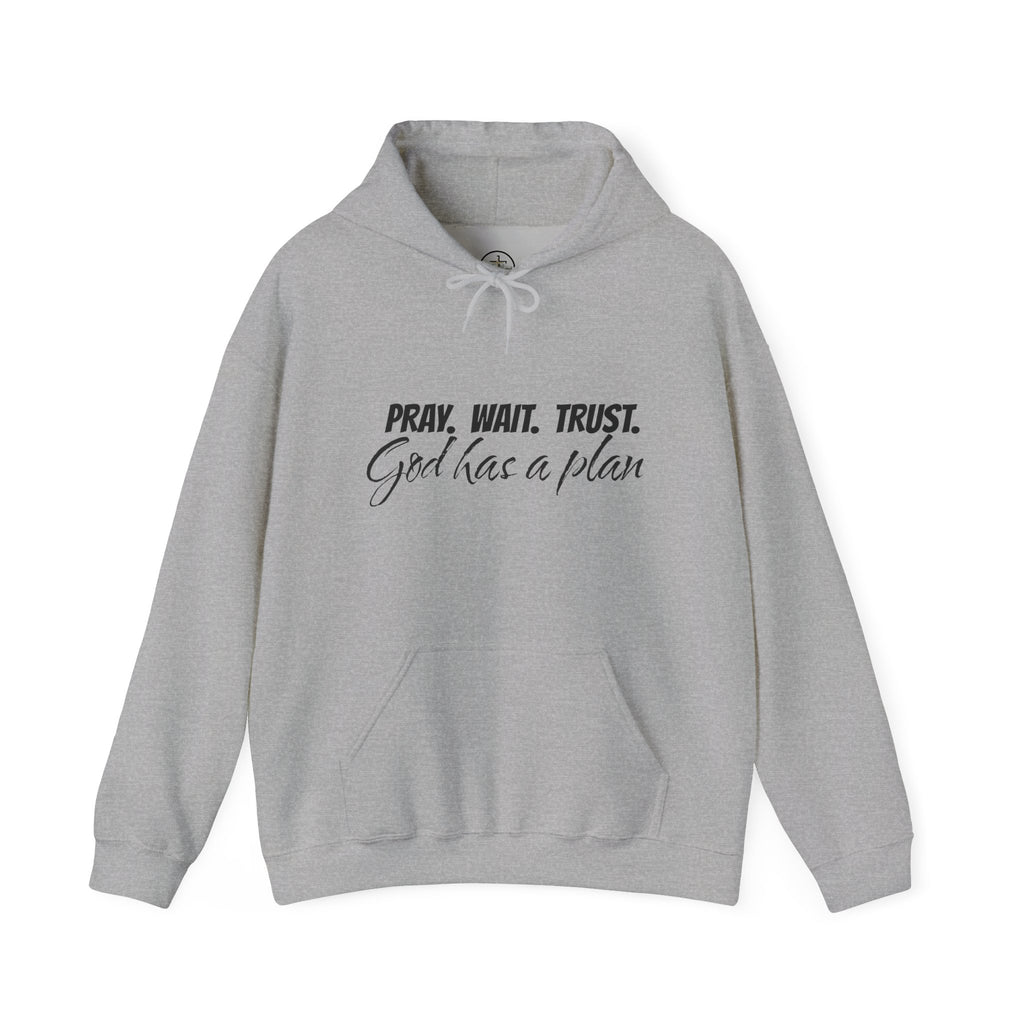 "Pray. Wait. Trust. God Has a Plan"-THE FOG BRAND Hooded Sweatshirt -