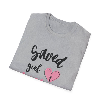 Saved Girl Mom Unisex Softstyle T-Shirt - Cute Faith-Inspired Tee for Mothers