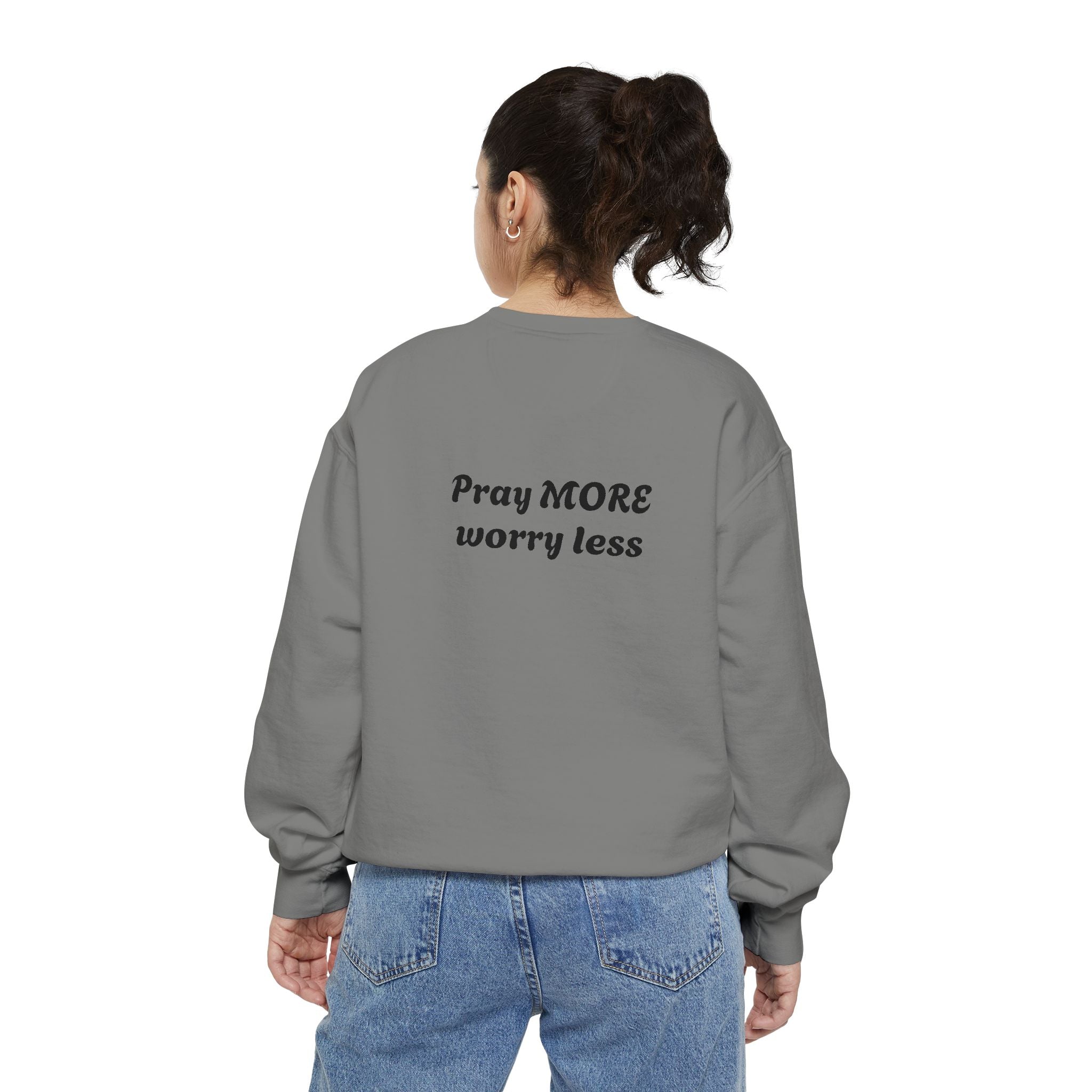 Pray About It- Religious, Unisex, Bold Print Sweatshirt, Cozy, Relaxed Fit for Everyday Wear,