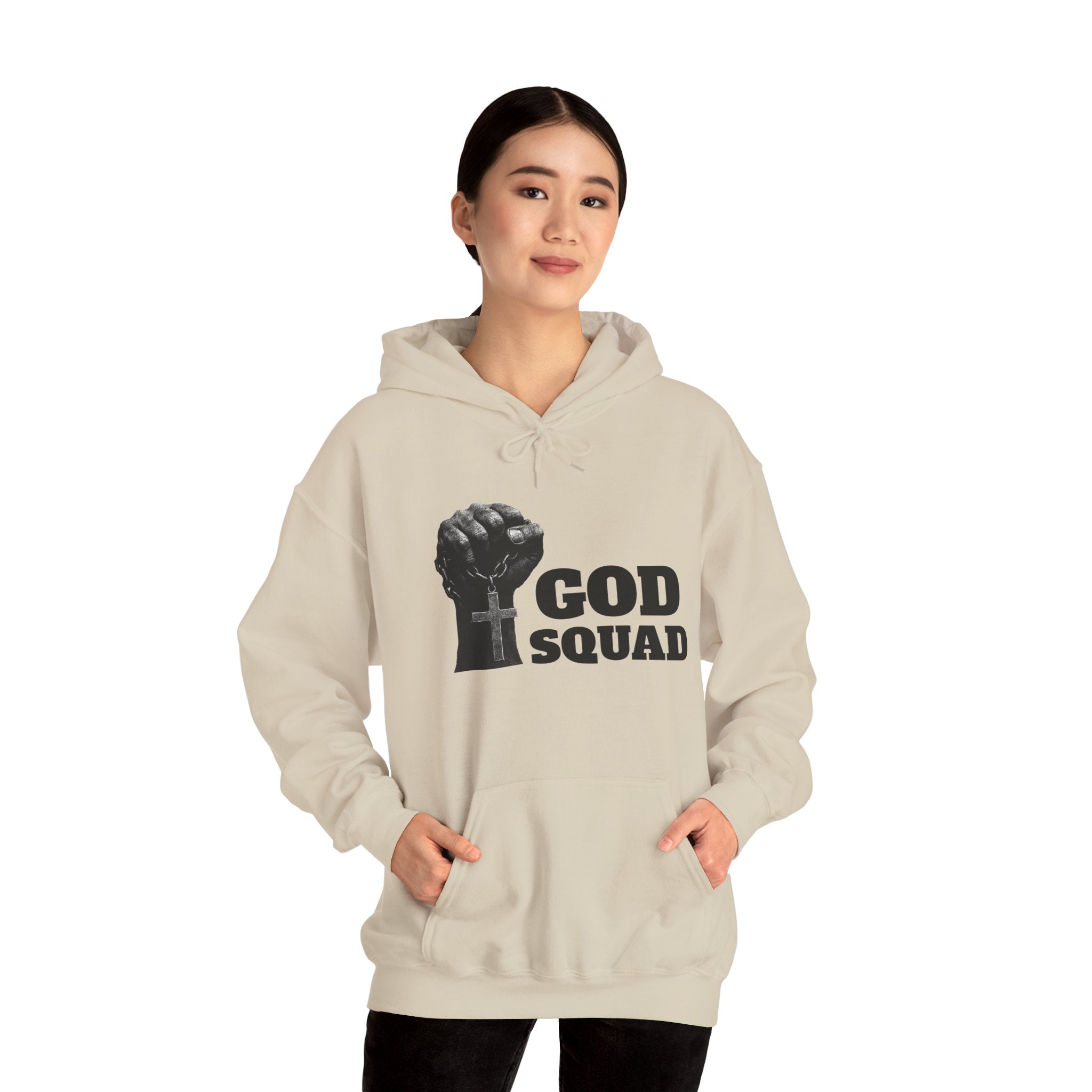GOD SQUAD by The FOG BRAND- Unisex Hooded Sweatshirt with scripture-Spiritual Gift, Cozy Lounge Wear, Inspirational Apparel, Christian Apparel