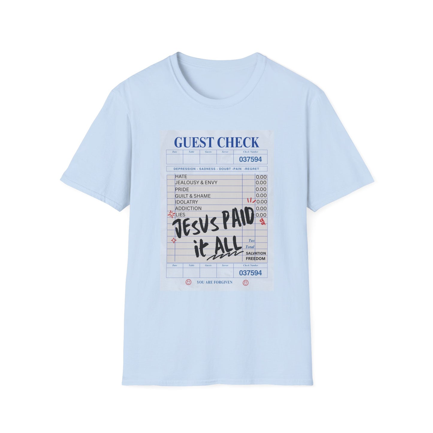 Jesus Paid It All Guest Check T-Shirt