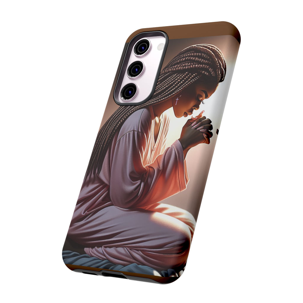 Cell phone case-Woman Praying-Spiritual Prayer Phone Case - Tough Cases with Inspirational Design
