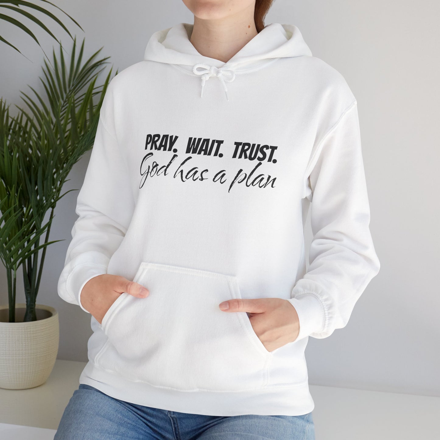 "Pray. Wait. Trust. God Has a Plan"-THE FOG BRAND Hooded Sweatshirt -