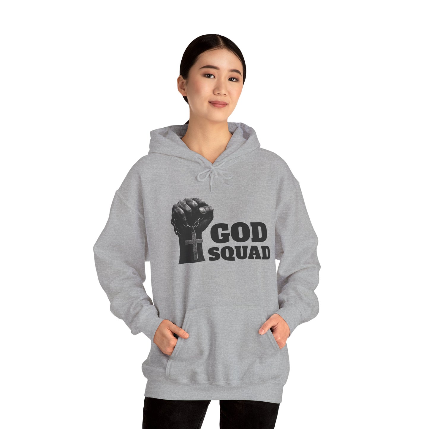 GOD SQUAD by The FOG BRAND- Unisex Hooded Sweatshirt with scripture-Spiritual Gift, Cozy Lounge Wear, Inspirational Apparel, Christian Apparel