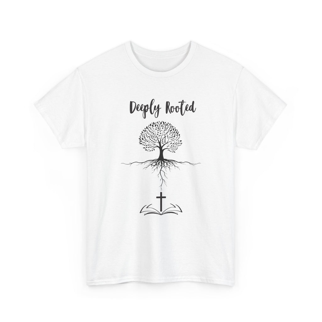 Deeply Rooted Unisex Heavy Cotton Tee - Inspirational Tree Design for Nature Lovers