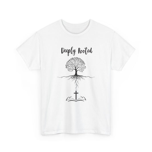 Deeply Rooted Unisex Heavy Cotton Tee - Inspirational Tree Design for Nature Lovers