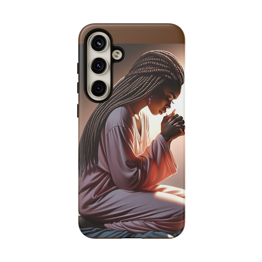 Cell phone case-Woman Praying-Spiritual Prayer Phone Case - Tough Cases with Inspirational Design