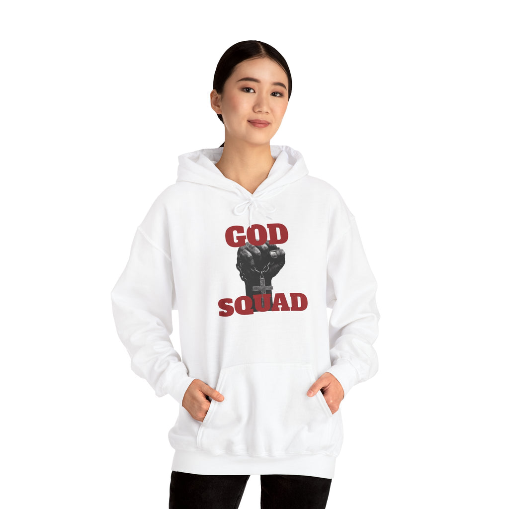 GOD SQUAD by The FOG BRAND- Unisex Hooded Sweatshirt with scripture-Spiritual Gift, Cozy Lounge Wear, Inspirational Apparel, Christian Apparel