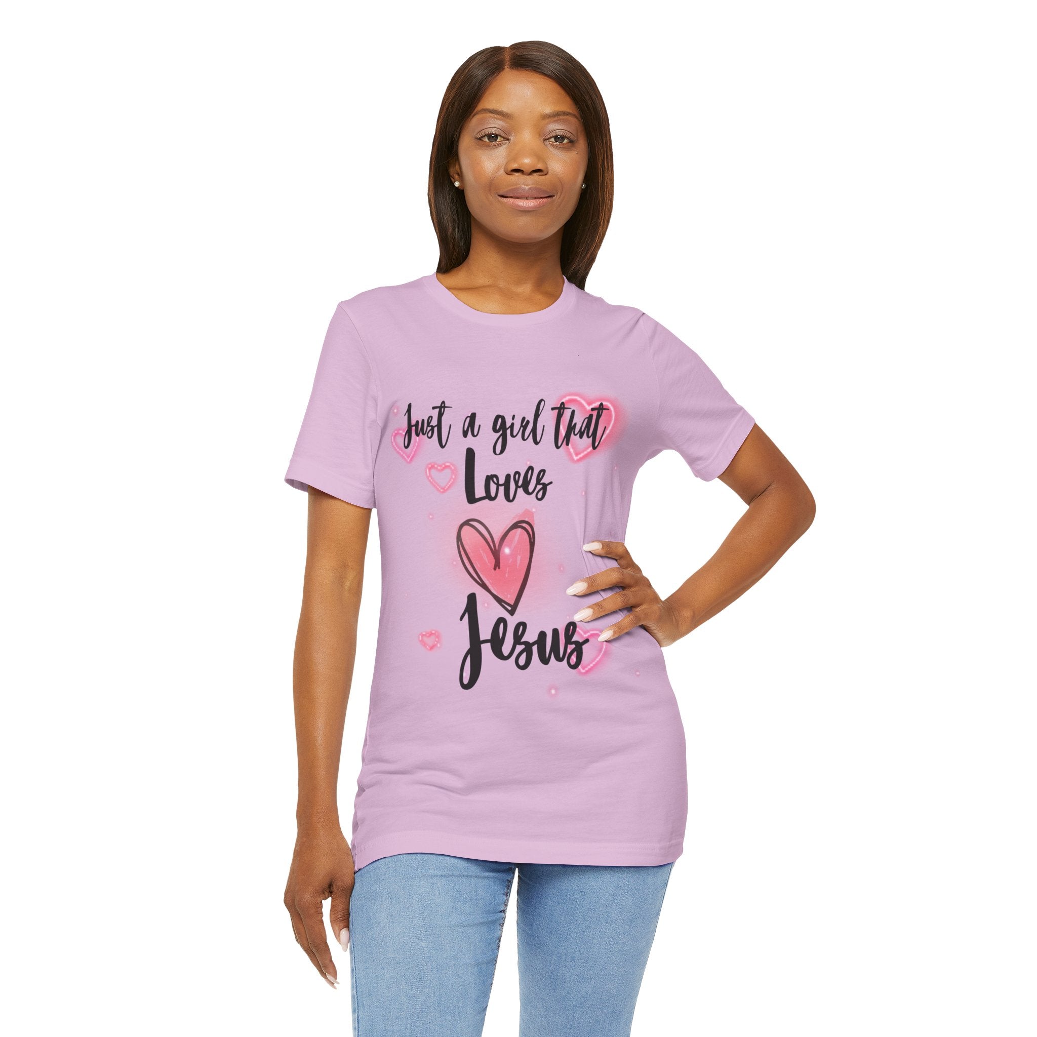 Just a Girl that Love Jesus Tee-For Young Women, Colorful, Religious and Christian t-shirt