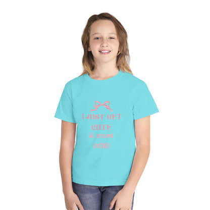 Youth Tee - I Just Get Cute & Trust God, Cute Motivational Shirt for Kids, Faith-Based Youth Apparel, Birthday Gift, Christian Clothing