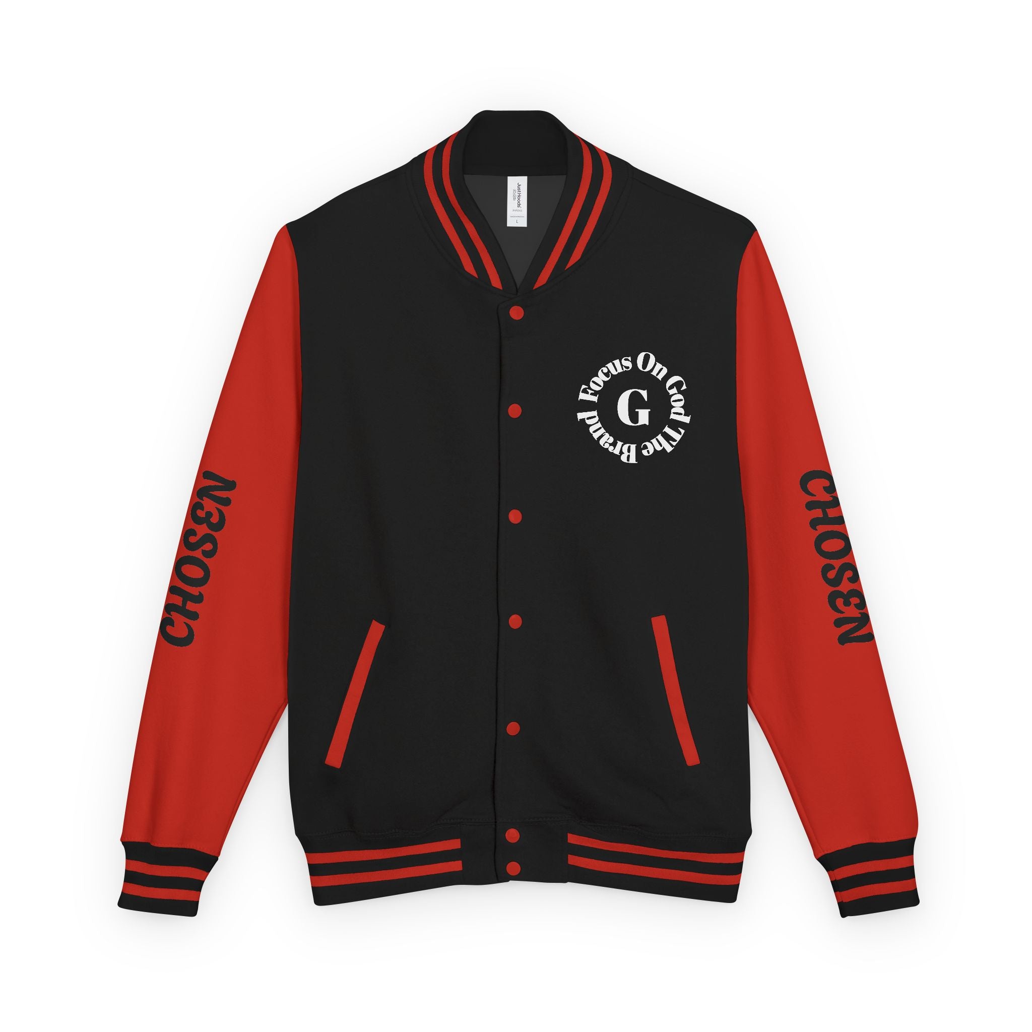 God Squad Unisex Letterman Jacket -THE FOD BRAND'S Bold Cross Design, Christian Strength & Faith Apparel