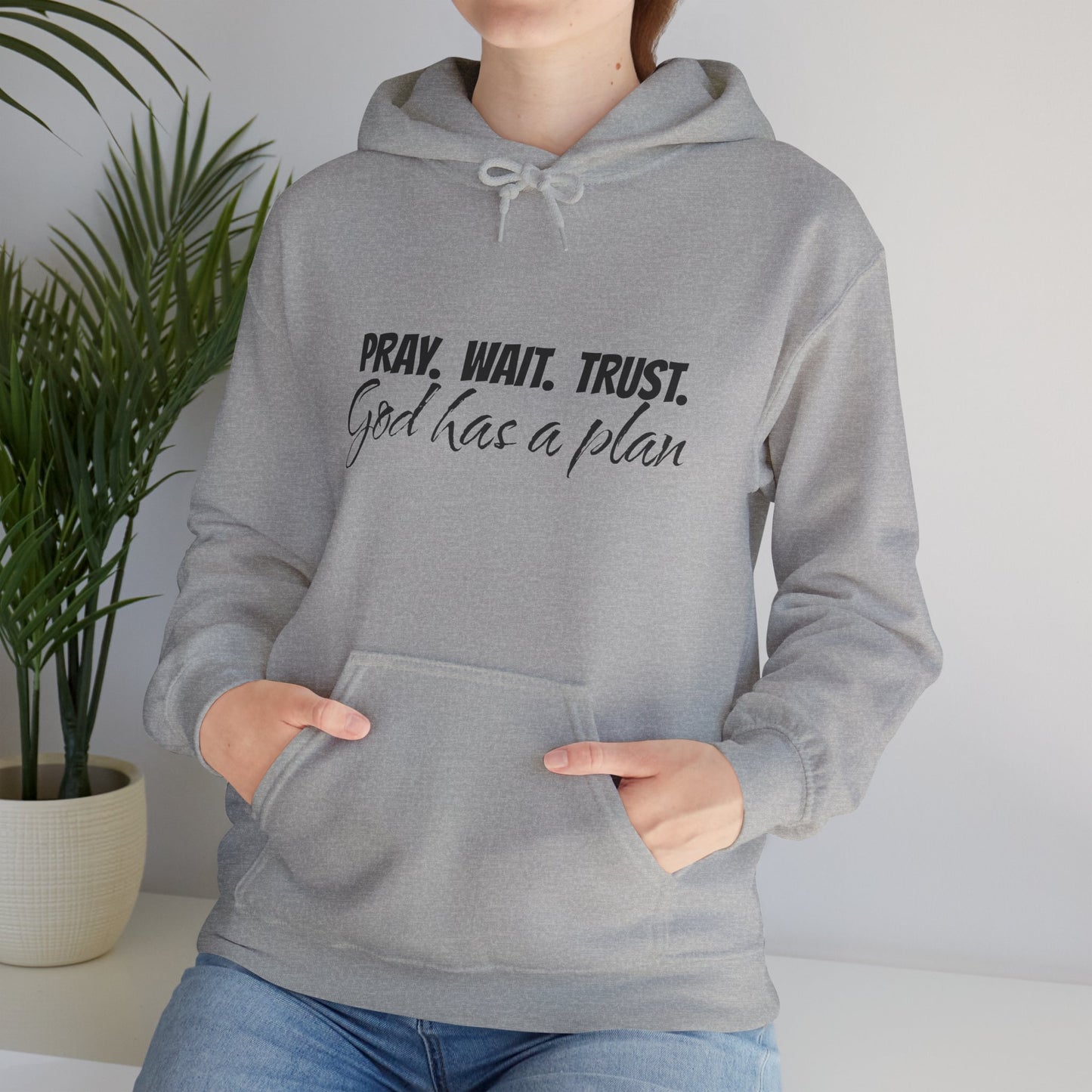 "Pray. Wait. Trust. God Has a Plan"-THE FOG BRAND Hooded Sweatshirt -