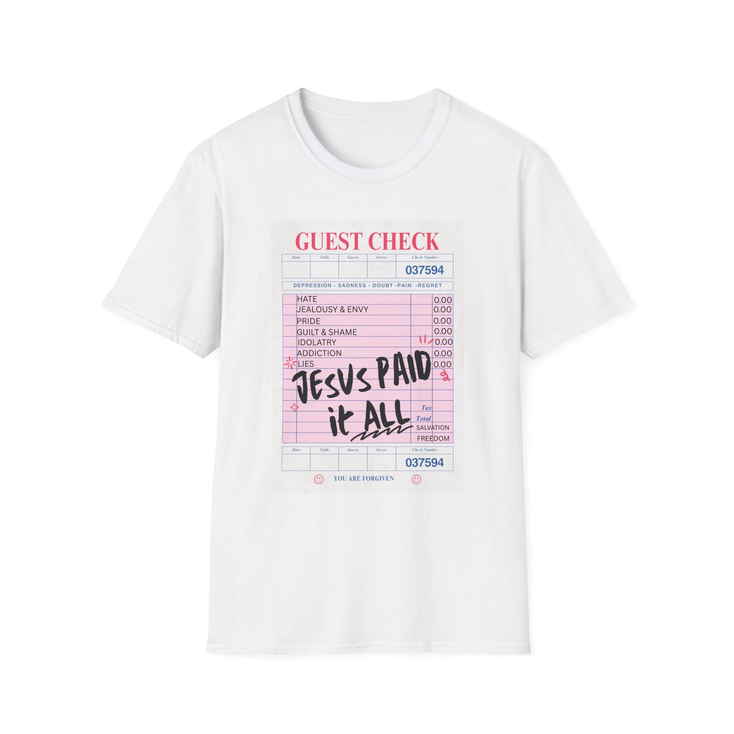 Jesus Paid It All Guest Check T-Shirt