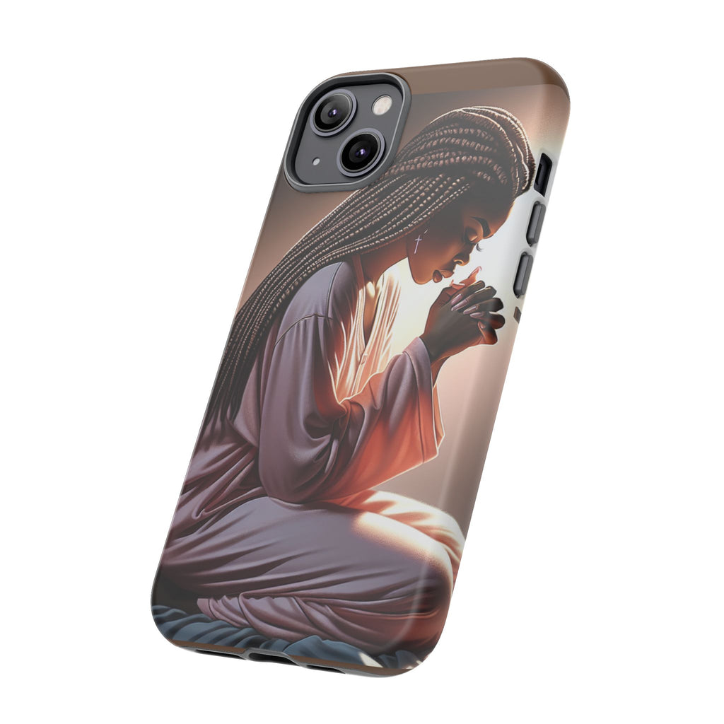 Cell phone case-Woman Praying-Spiritual Prayer Phone Case - Tough Cases with Inspirational Design