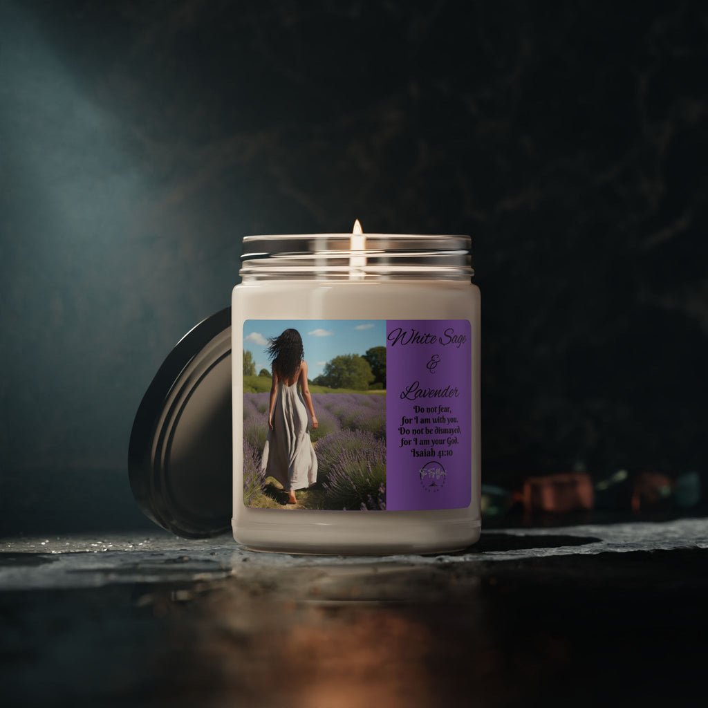 Soy Candle-White Sage & Lavender -9 oz Relaxing, calming effects of aromatherapy