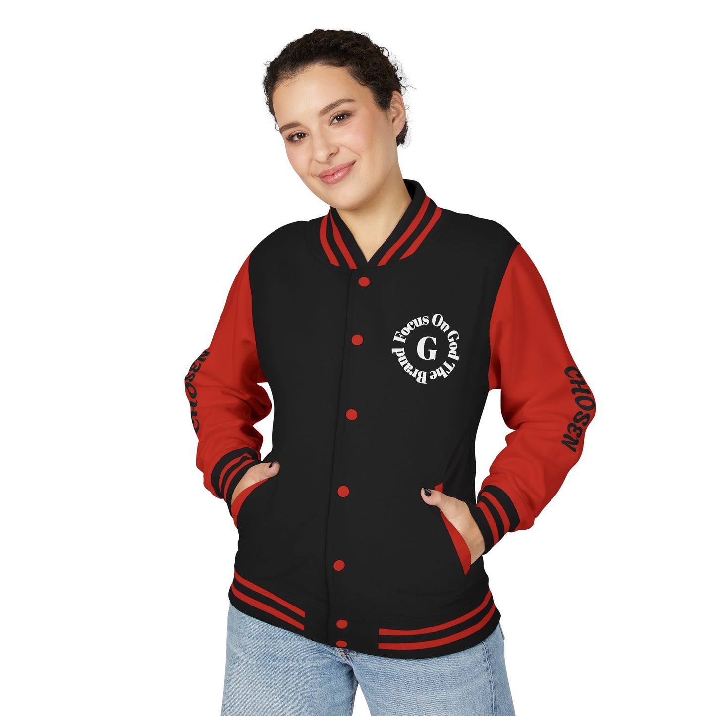 God Squad Unisex Letterman Jacket -THE FOD BRAND'S Bold Cross Design, Christian Strength & Faith Apparel