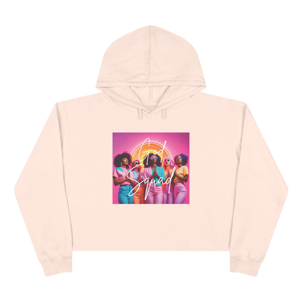 God Squad by THE FOG BRAND-Vibrant Crop Hoodie, Trendy Religious Streetwear, Christian Fashion, Pink, Gift for Her