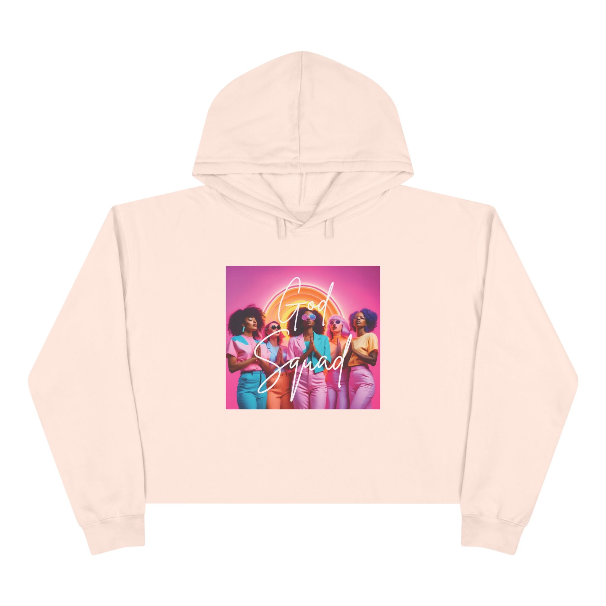 God Squad by THE FOG BRAND-Vibrant Crop Hoodie, Trendy Religious Streetwear, Christian Fashion, Pink, Gift for Her
