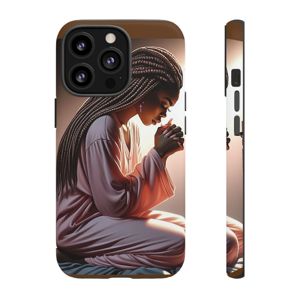 Cell phone case-Woman Praying-Spiritual Prayer Phone Case - Tough Cases with Inspirational Design