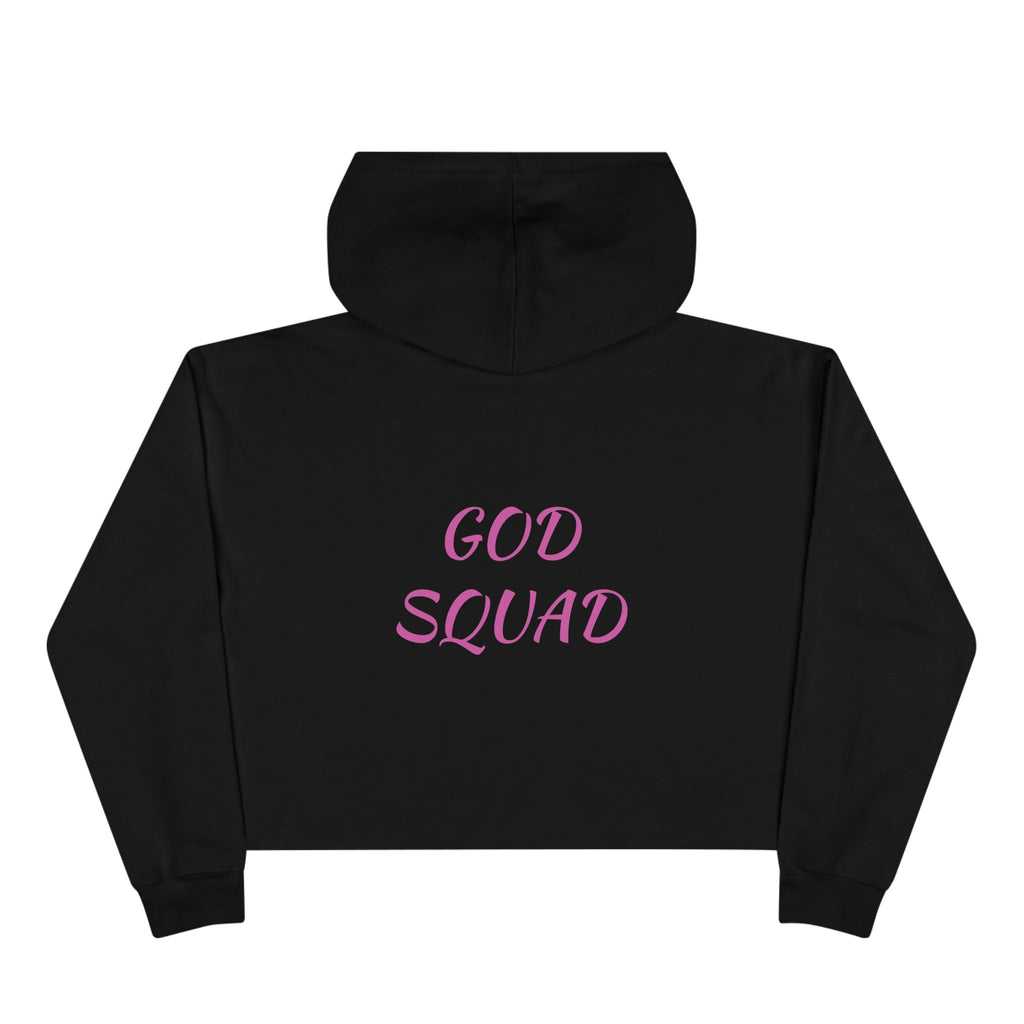 God Squad by THE FOG BRAND-Vibrant Crop Hoodie, Trendy Religious Streetwear, Christian Fashion, Pink, Gift for Her