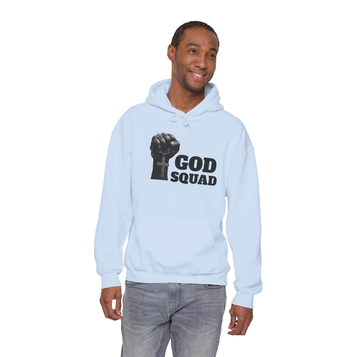 GOD SQUAD by The FOG BRAND- Unisex Hooded Sweatshirt with scripture-Spiritual Gift, Cozy Lounge Wear, Inspirational Apparel, Christian Apparel