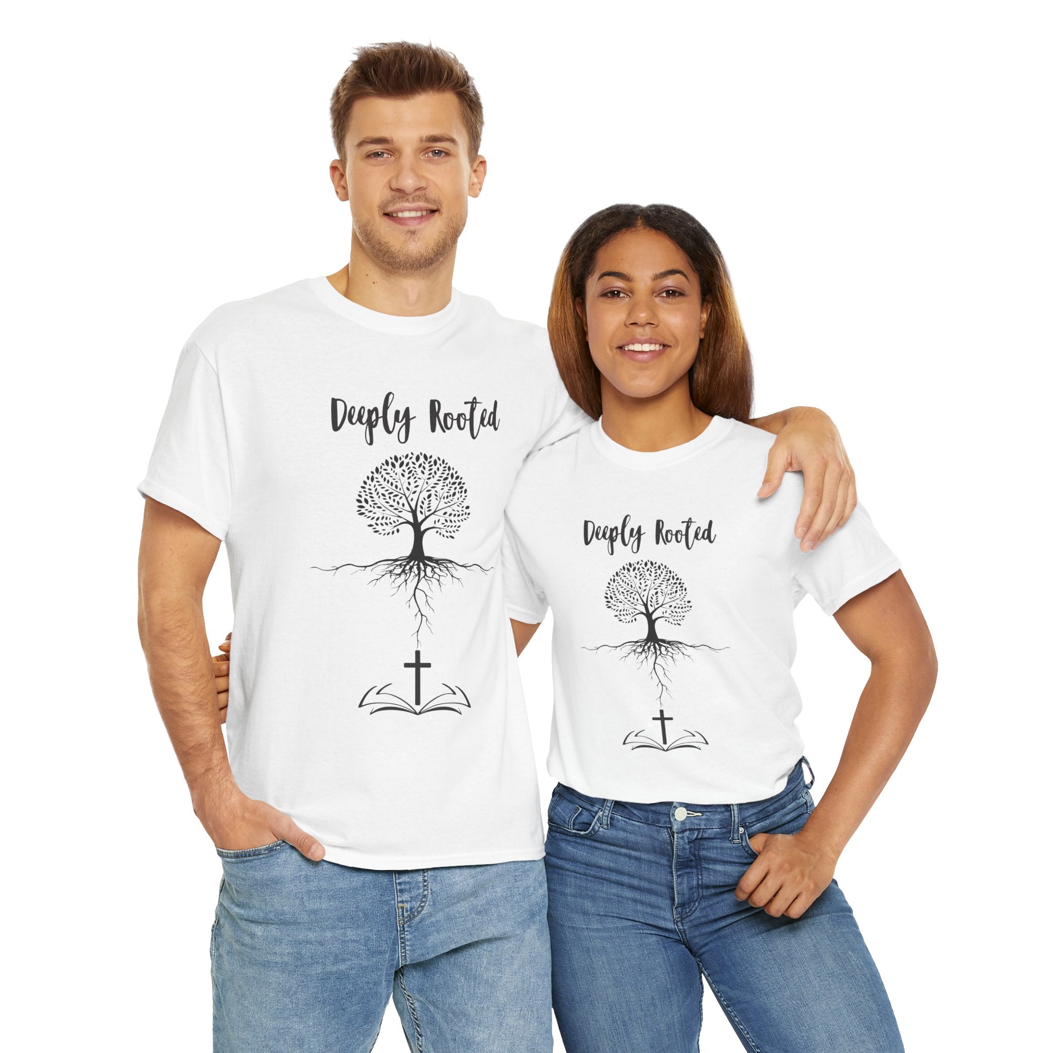 Deeply Rooted Unisex Heavy Cotton Tee - Inspirational Tree Design for Nature Lovers