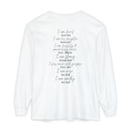 "I Am Who God Says I AM" with Inspirational Scriptures on the back, long sleeve Tee