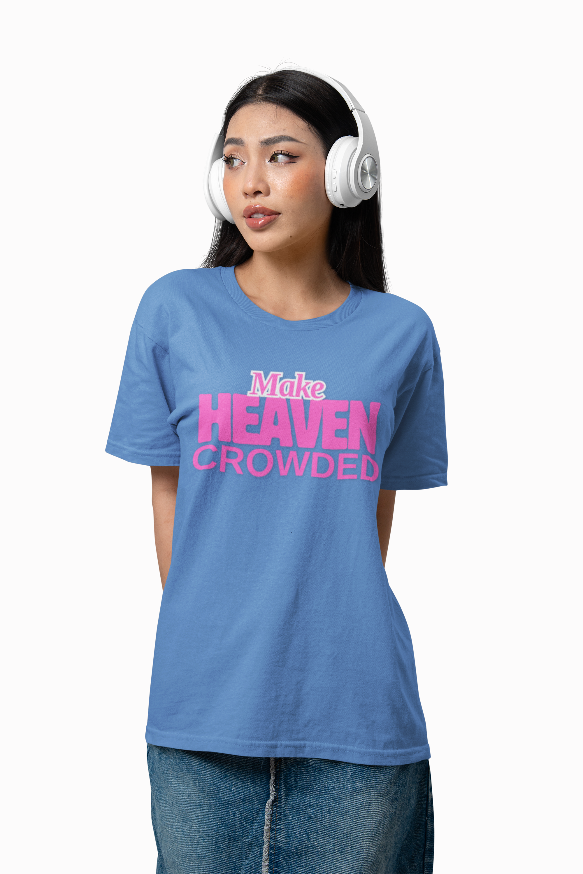 "Make Heaven Crowded" colorful Neon Pink Tee