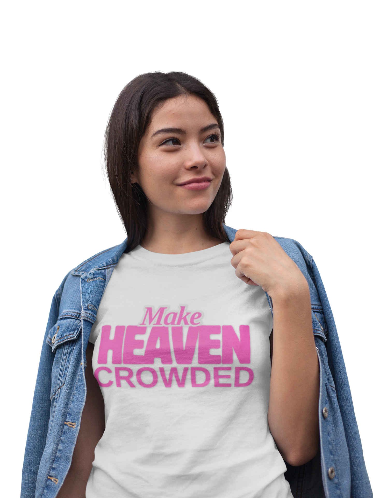 "Make Heaven Crowded" colorful Neon Pink Tee
