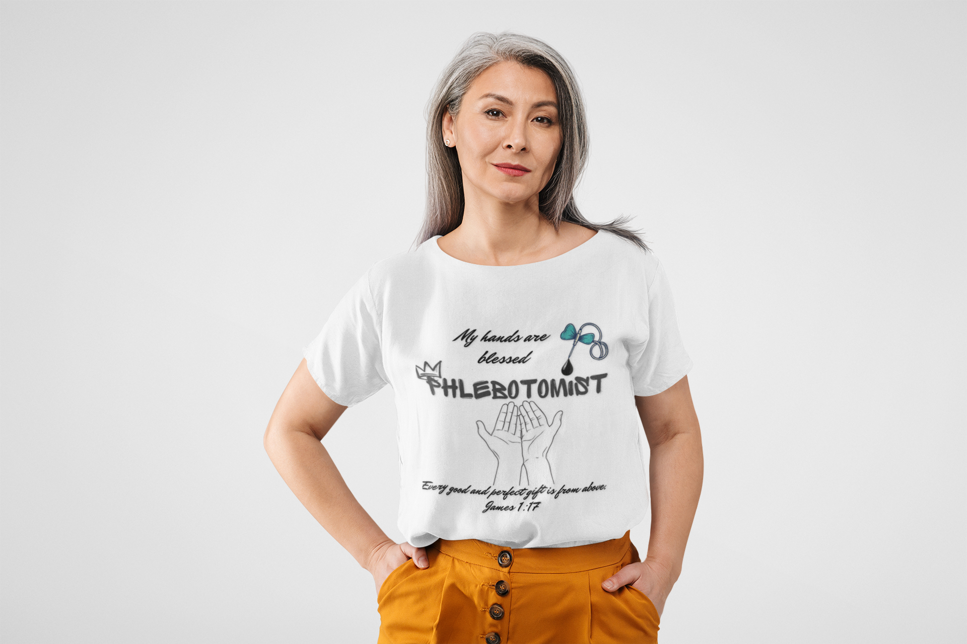 "My Hands Are Blessed" -Blessed hands Phlebotomist tee by THE FOG BRAND -Women's Christian T-Shirt, Phlebotomist T-Shirt, Medical Lab Tech