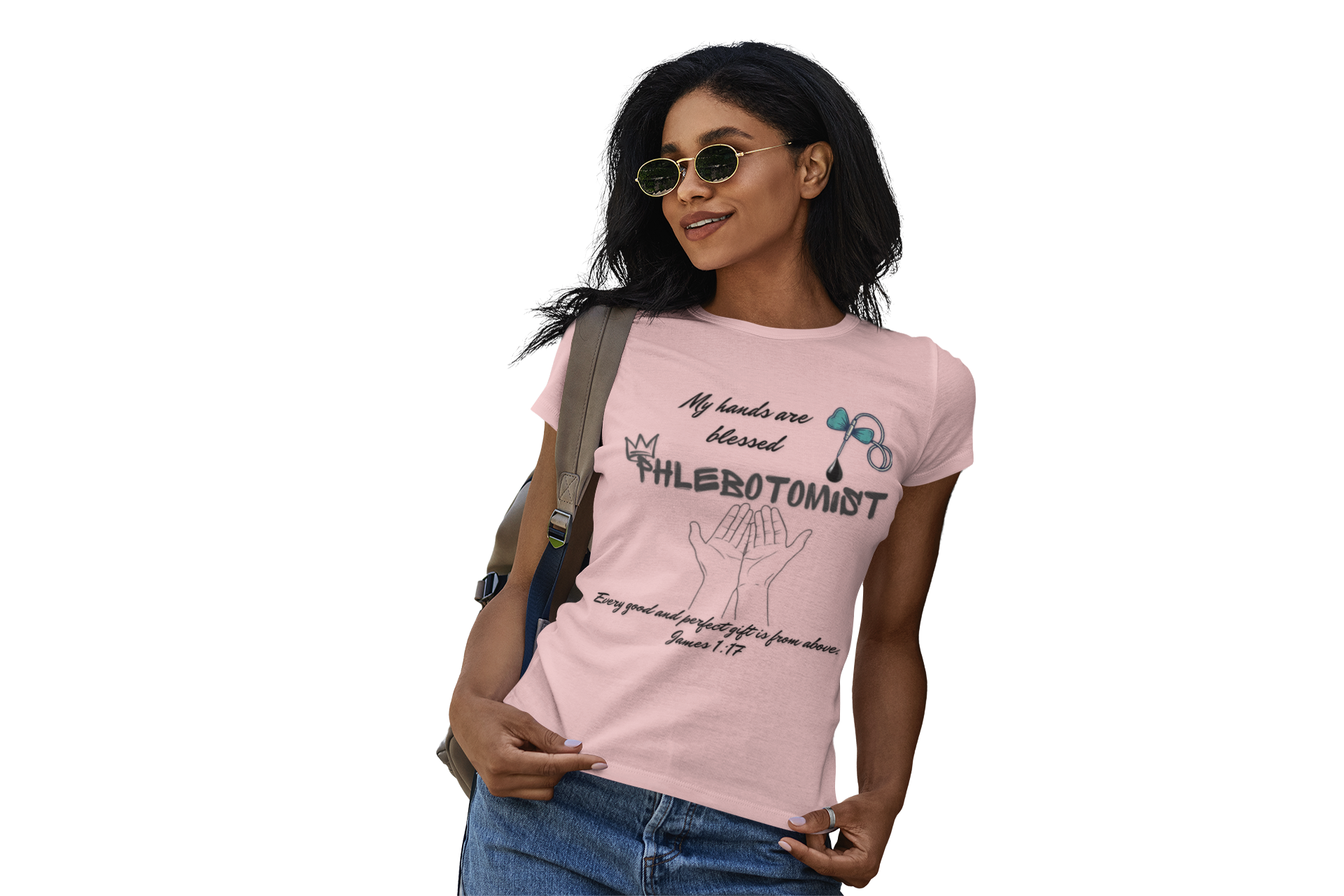 "My Hands Are Blessed" -Blessed hands Phlebotomist tee by THE FOG BRAND -Women's Christian T-Shirt, Phlebotomist T-Shirt, Medical Lab Tech