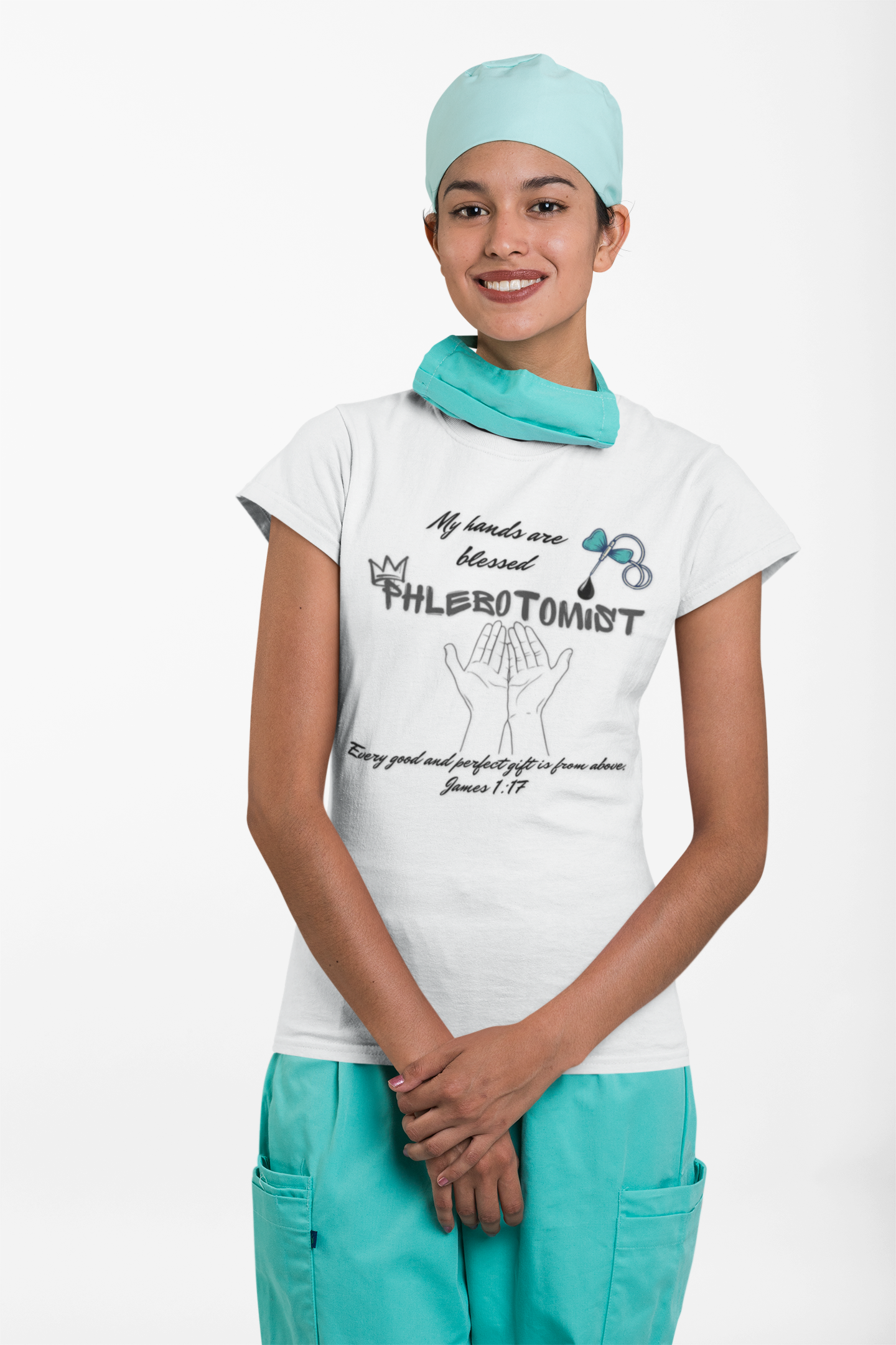"My Hands Are Blessed" -Blessed hands Phlebotomist tee by THE FOG BRAND -Women's Christian T-Shirt, Phlebotomist T-Shirt, Medical Lab Tech